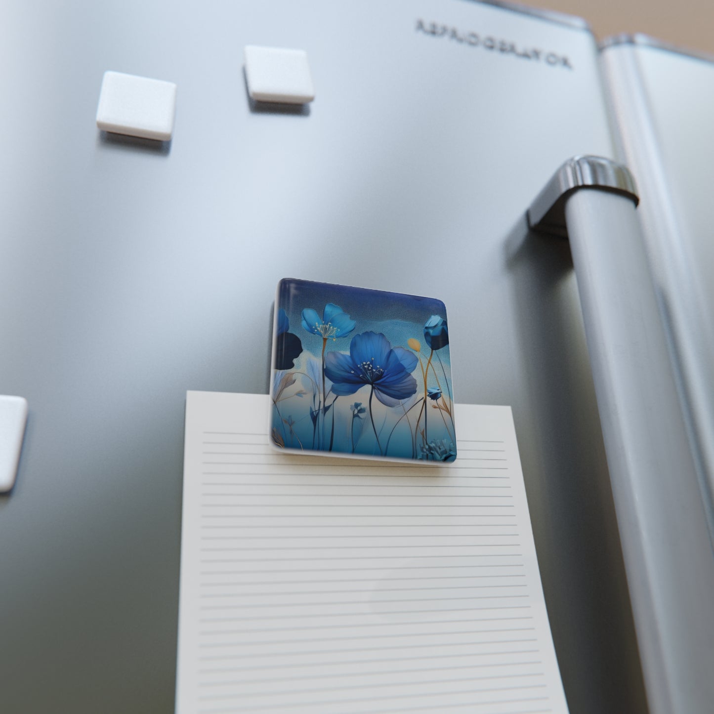 Floral Blue Porcelain Magnet