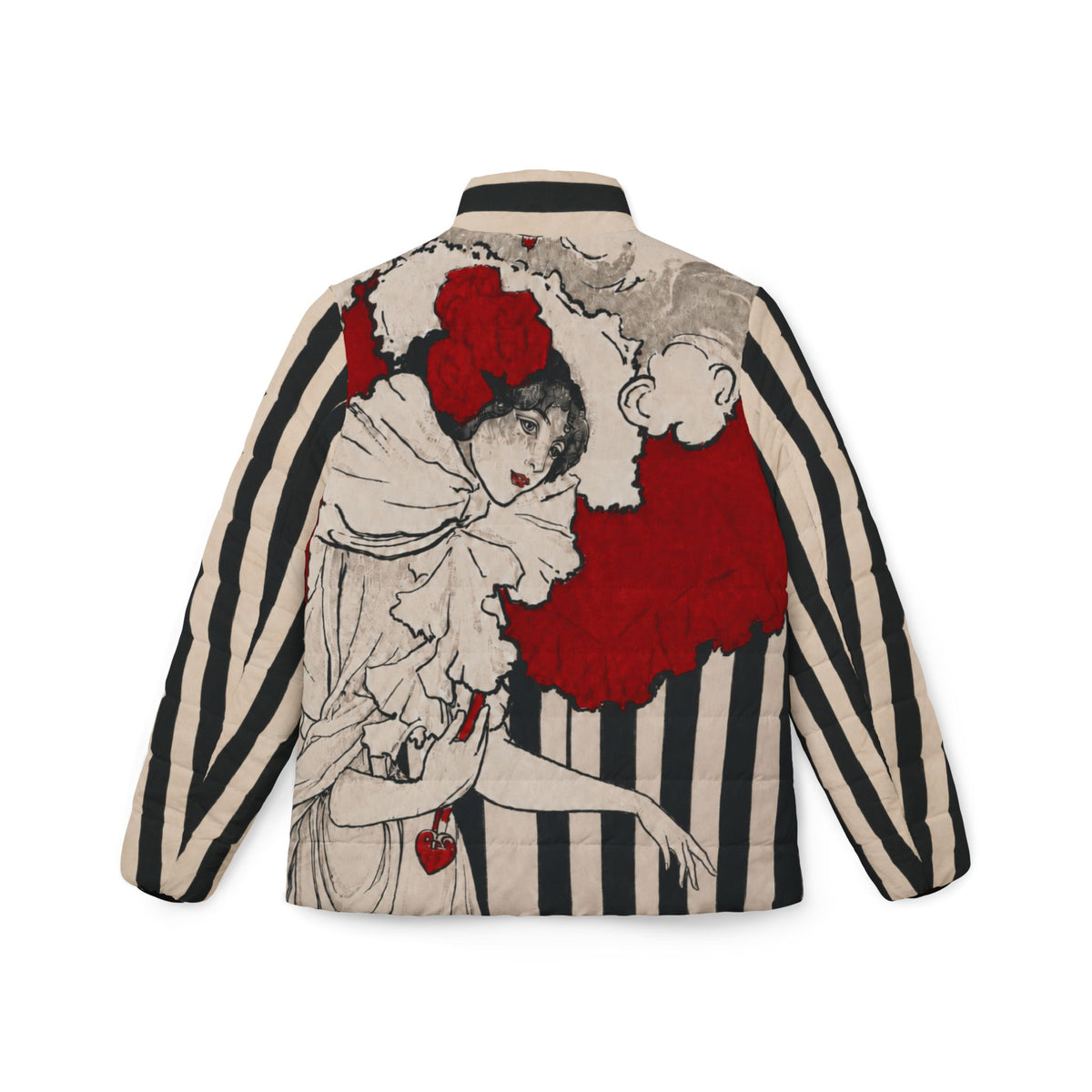 Art Nouveau: Woman in Red Hat - Cabaret Art Puffer Jacket