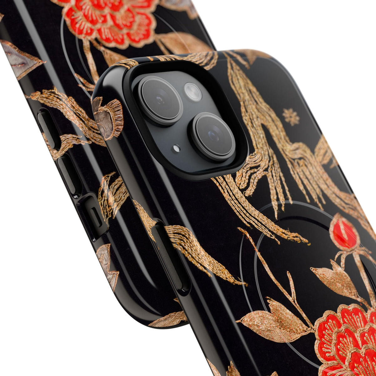 Red Peony and Gold BlossomTough Magnetic Phone Cases for iPhone