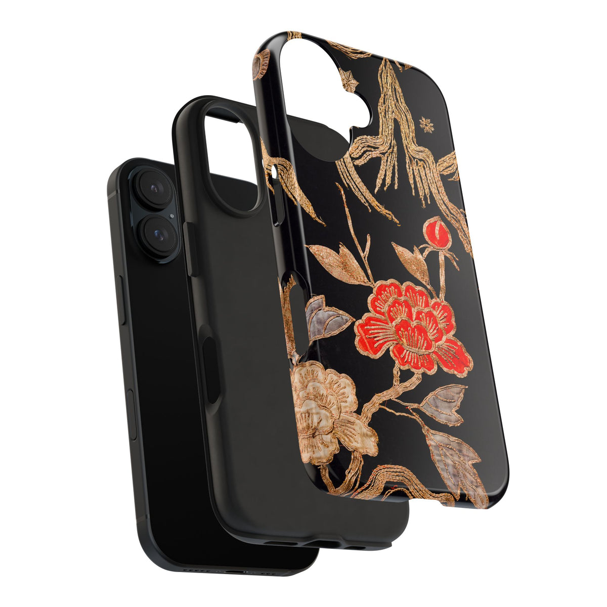 Red Peony and Gold Blossom Tough Phone Cases