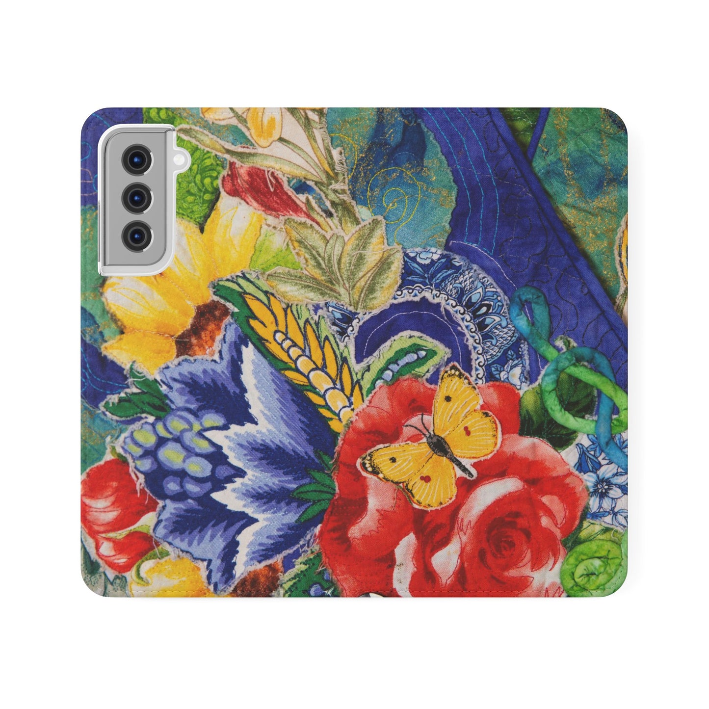 Artistic Floral Flip Wallet Phone Cases — with Card Slots
