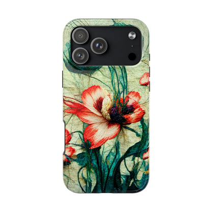 Picotee Oriental Poppy Cream & Orange Tough Phone Cases