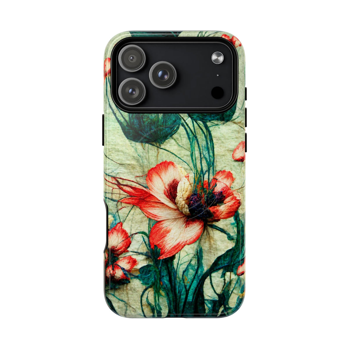 Picotee Oriental Poppy Cream & Orange Tough Magnetic Phone Cases for iPhone