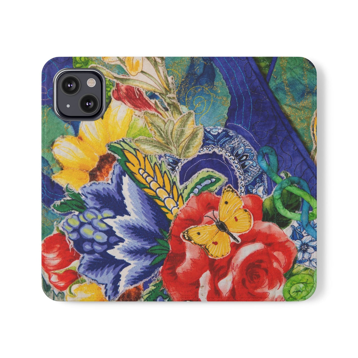 Artistic Floral Flip Wallet Phone Cases — with Card Slots