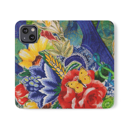 Artistic Floral Flip Wallet Phone Cases — with Card Slots