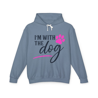 I'm with the Dog (Pink Pawprint) - Unisex Lightweight Hoodie