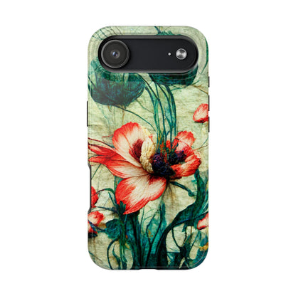 Picotee Oriental Poppy Cream & Orange Tough Phone Cases