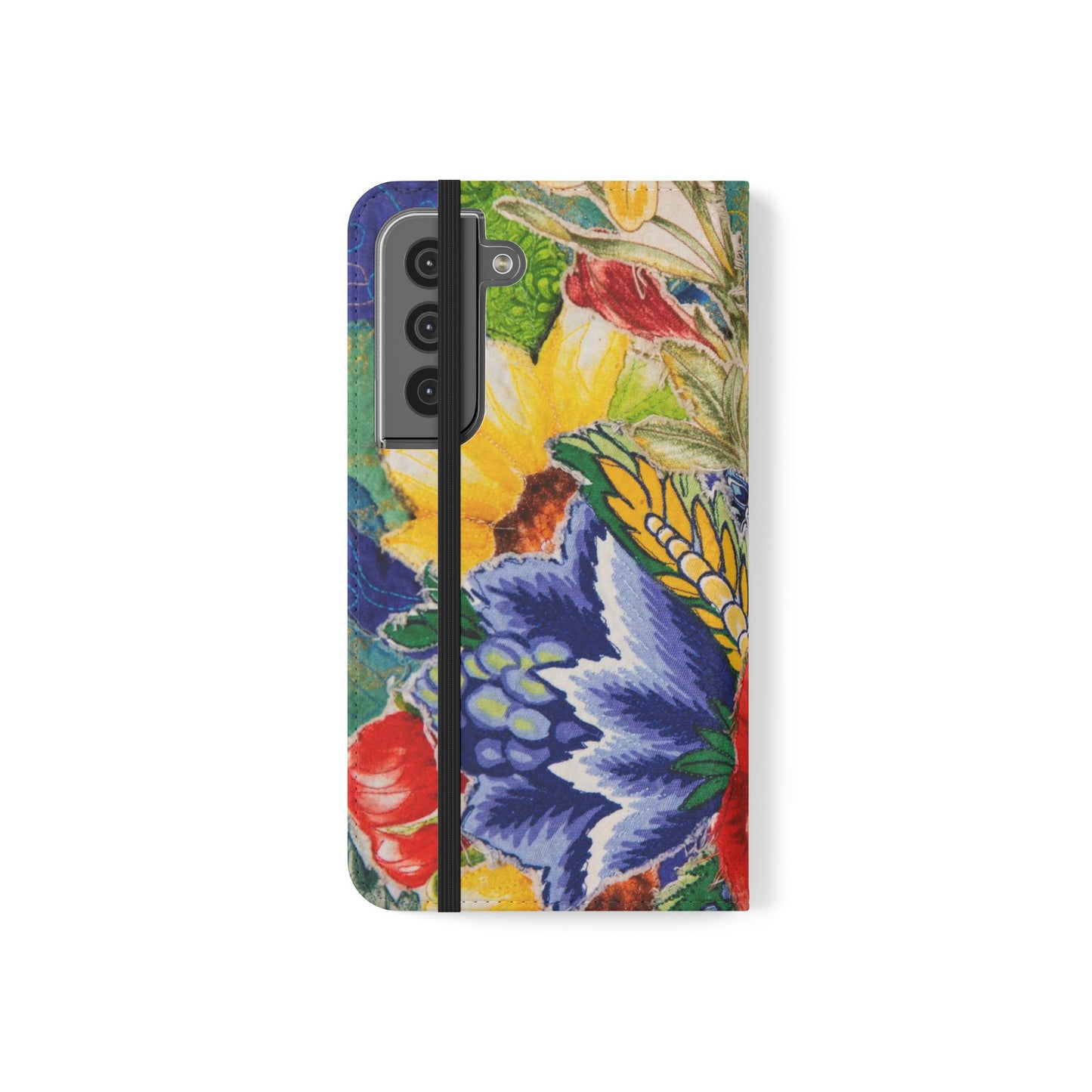 Artistic Floral Flip Wallet Phone Cases — with Card Slots