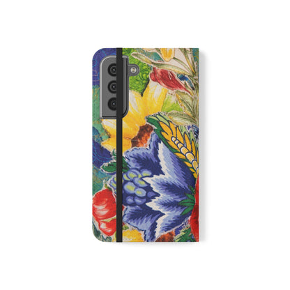 Artistic Floral Flip Wallet Phone Cases — with Card Slots