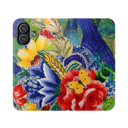 Artistic Floral Flip Wallet Phone Cases — with Card Slots
