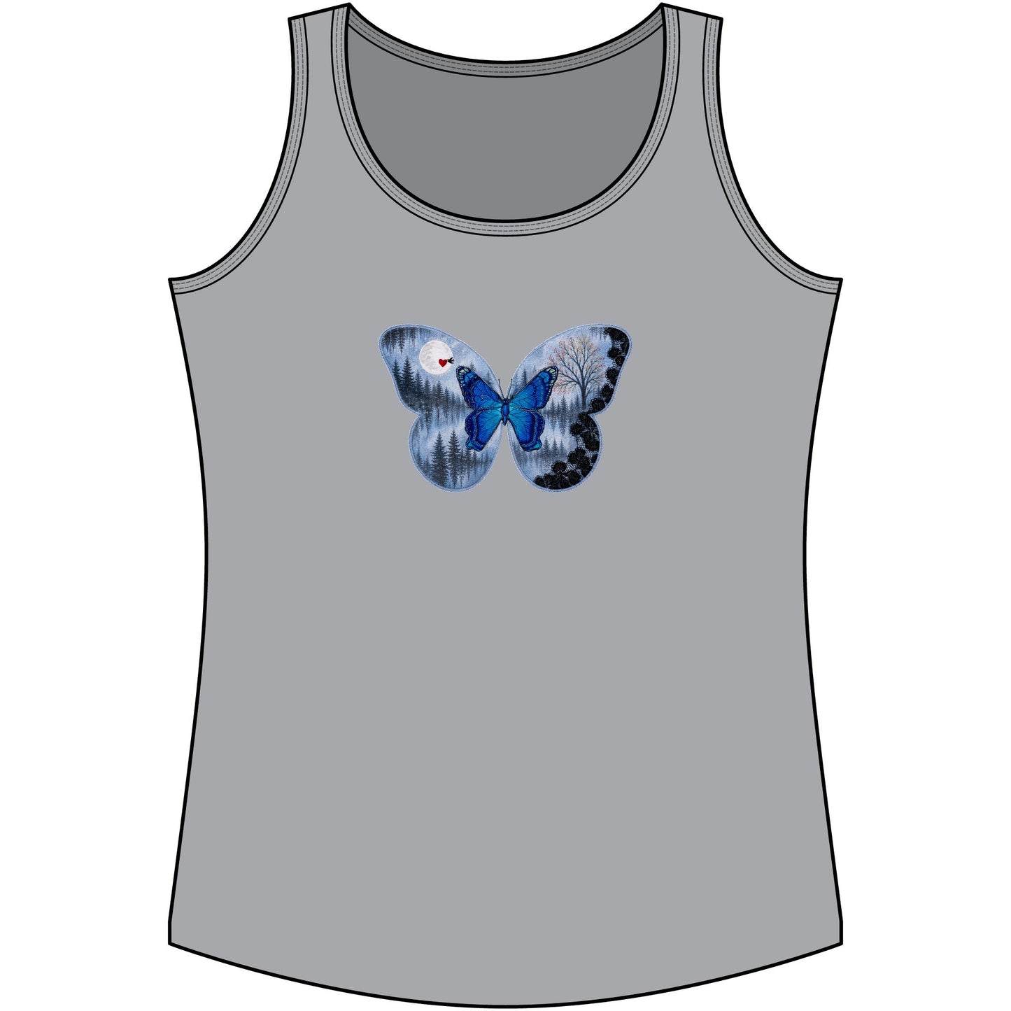 Blue Butterfly Artful Tank Top