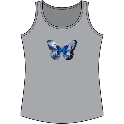 Blue Butterfly Artful Tank Top