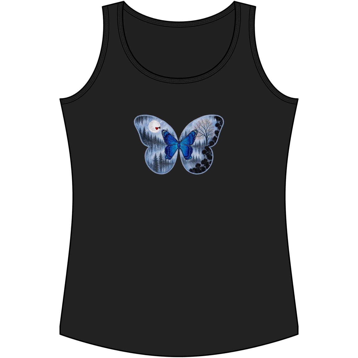 Blue Butterfly Artful Tank Top