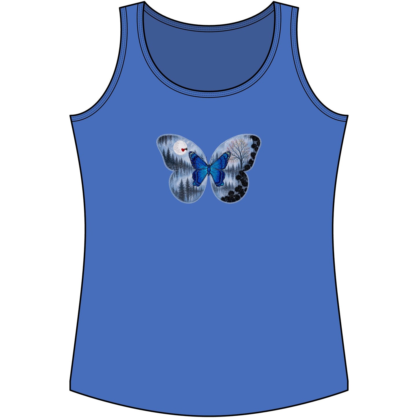 Blue Butterfly Artful Tank Top