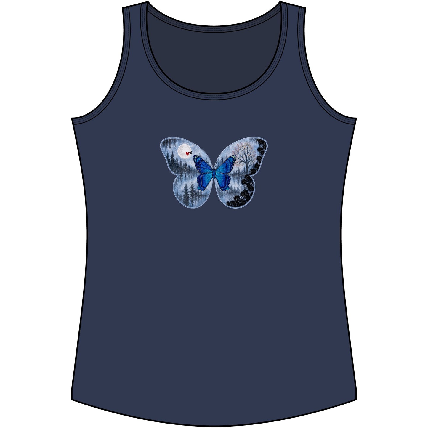 Blue Butterfly Artful Tank Top