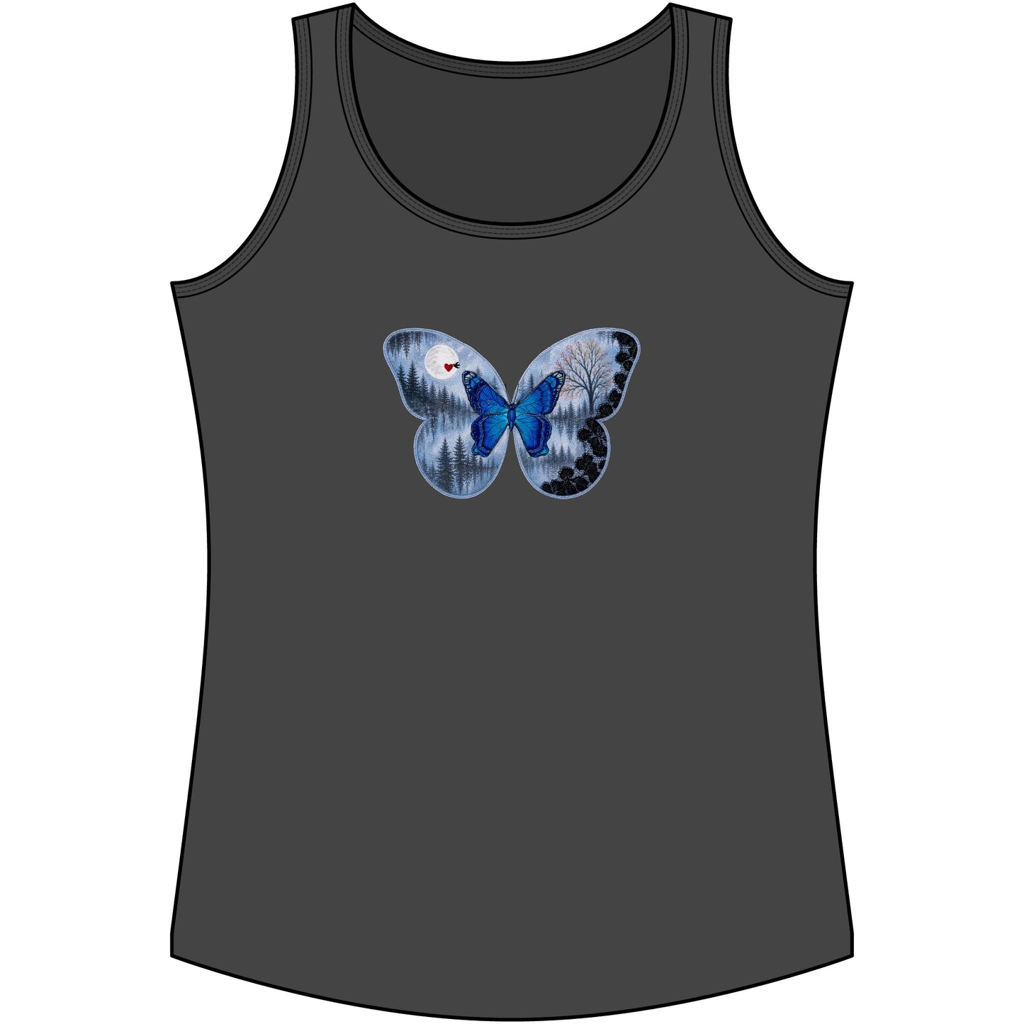 Blue Butterfly Artful Tank Top
