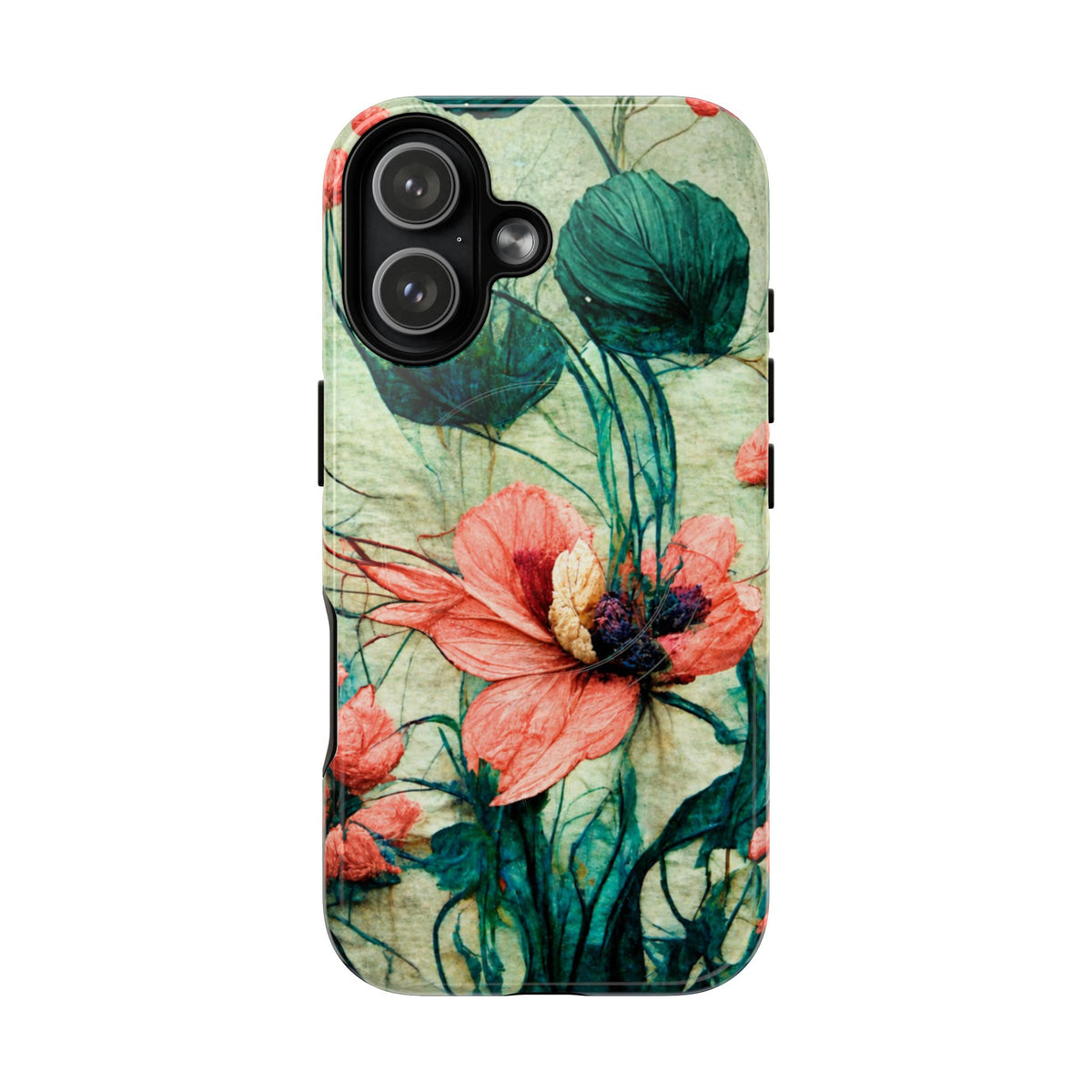 Helen Elizabeth Oriental Poppy Coral Tough Magnetic Phone Cases for iPhone