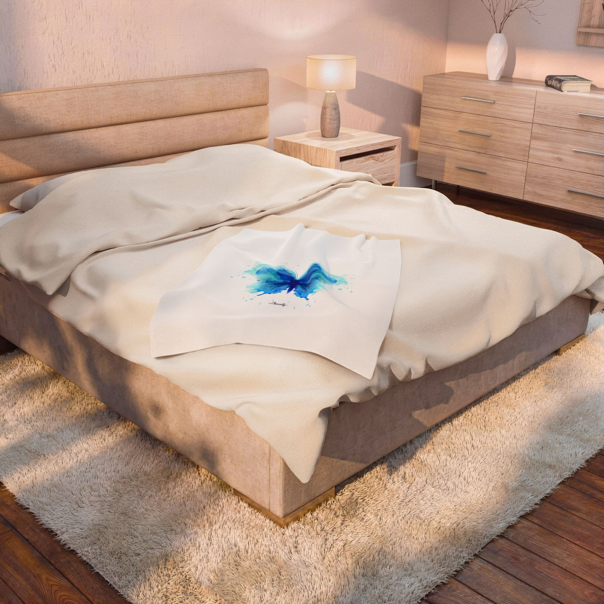Blue Butterfly Velveteen Plush Throw Blanket