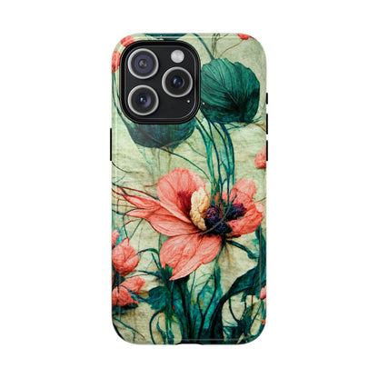 Helen Elizabeth Oriental Poppy Coral Tough Magnetic Phone Cases for iPhone