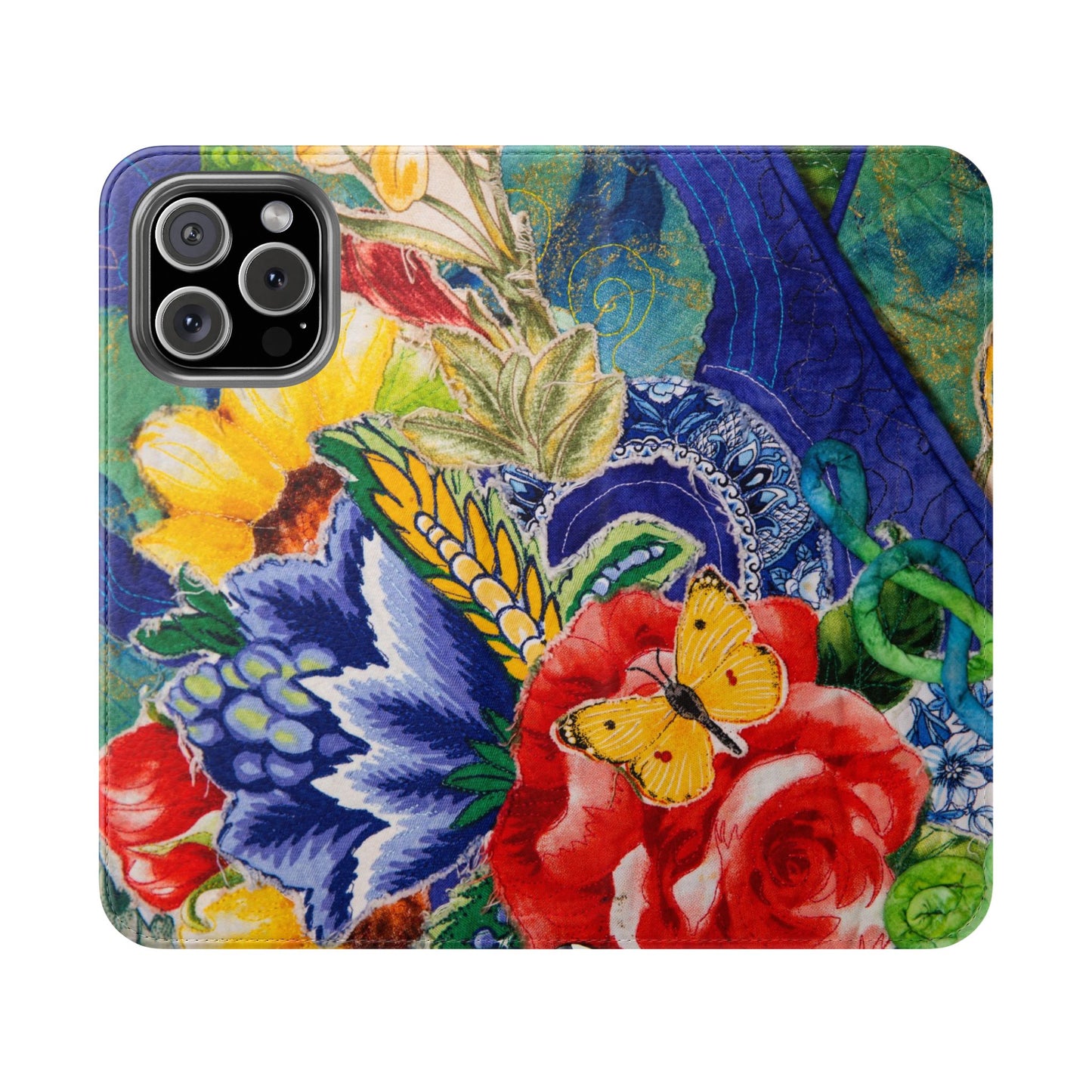 Artistic Floral Flip Wallet Phone Cases — with Card Slots