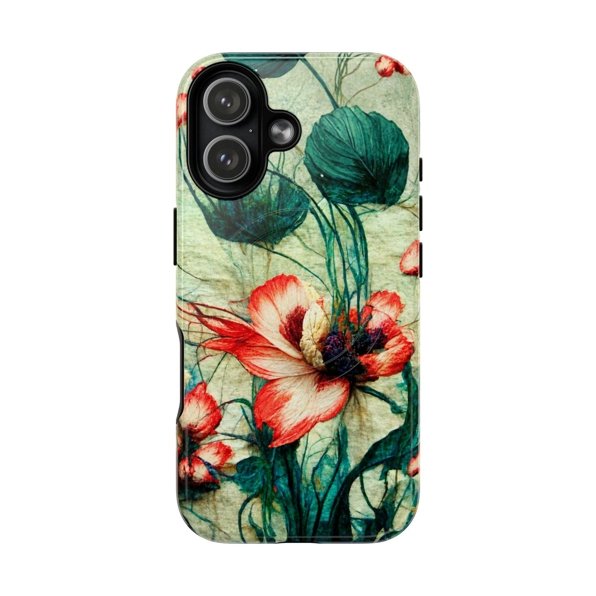 Picotee Oriental Poppy Cream & Orange Tough Magnetic Phone Cases for iPhone