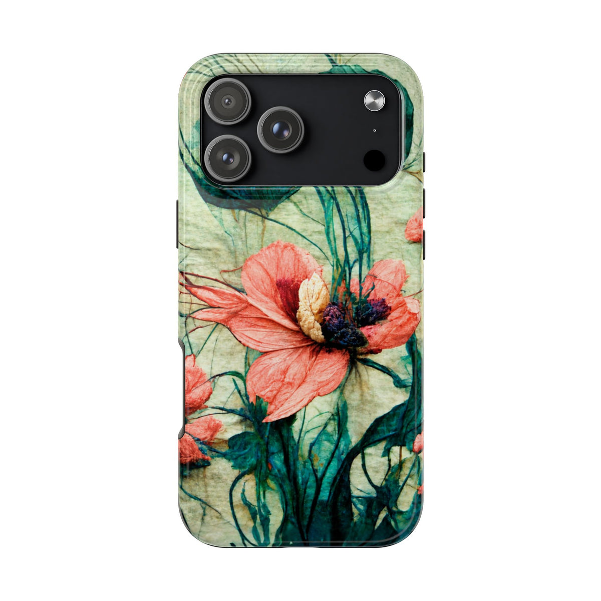 Helen Elizabeth Oriental Poppy Coral Tough Phone Cases