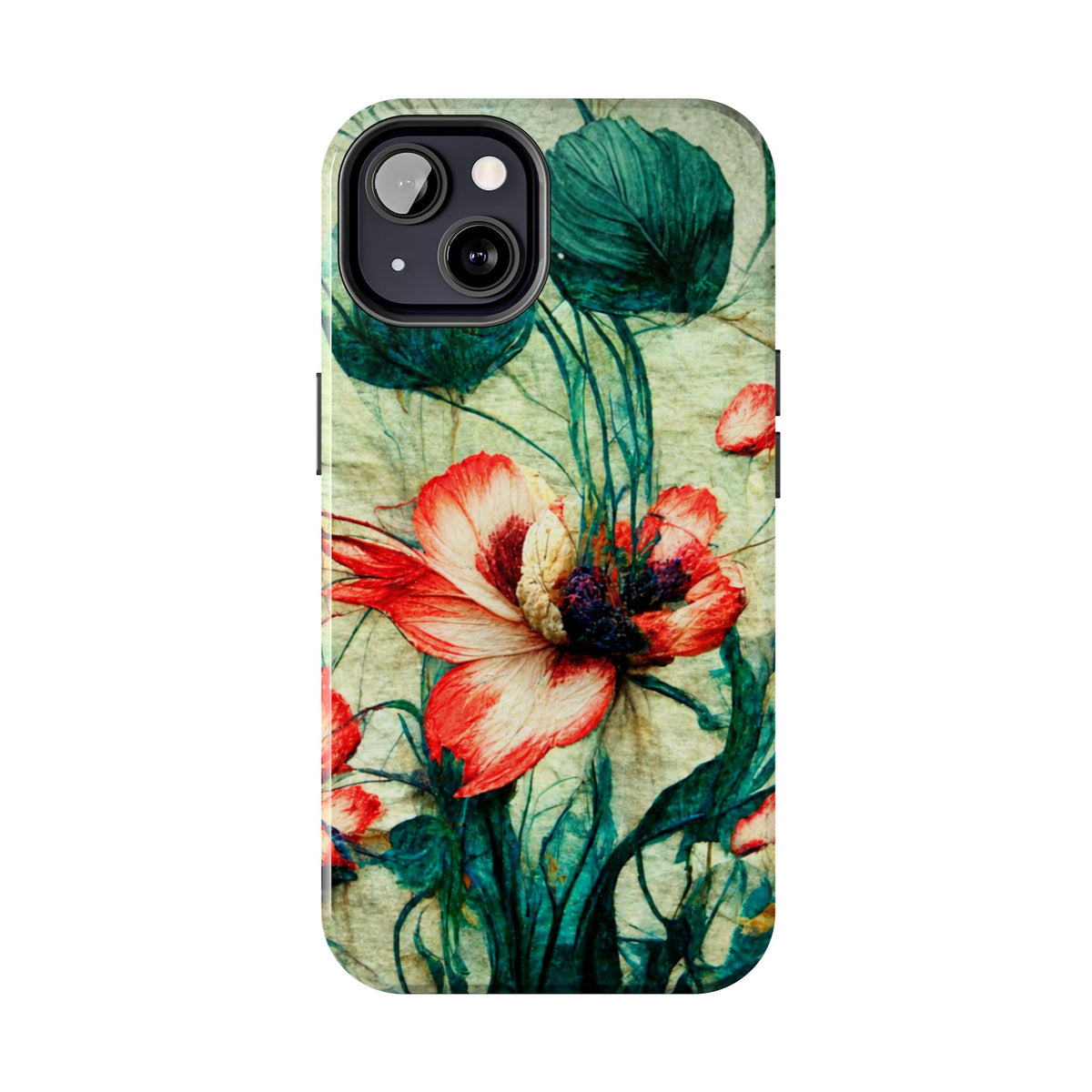 Picotee Oriental Poppy Cream & Orange Tough Phone Cases