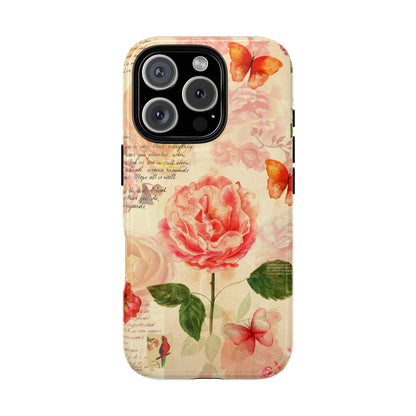 Vintage Rose & Butterflies Tough Magnetic Phone Cases for iPhone