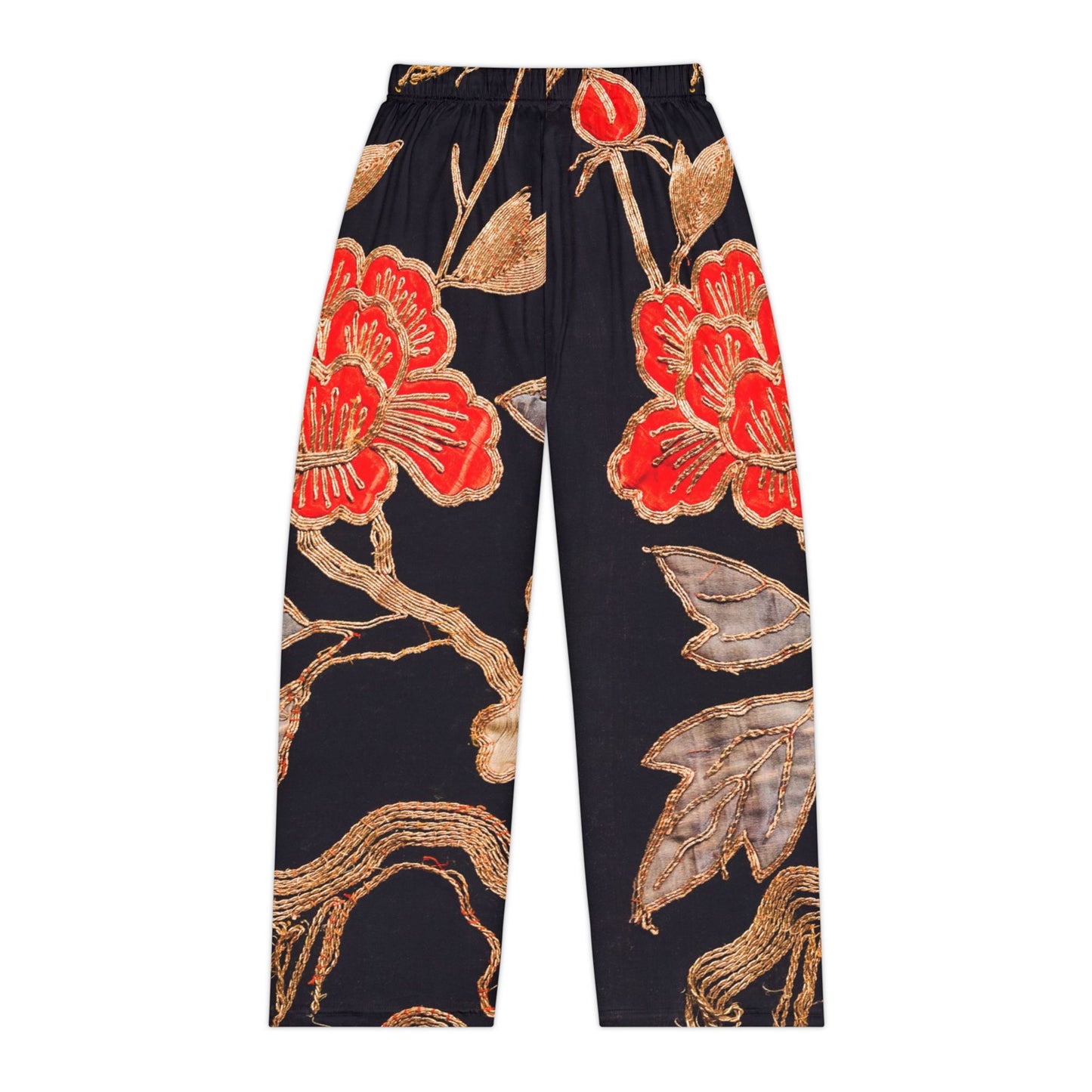 Red Peony & Gold Blossom Women's Lounge Pants