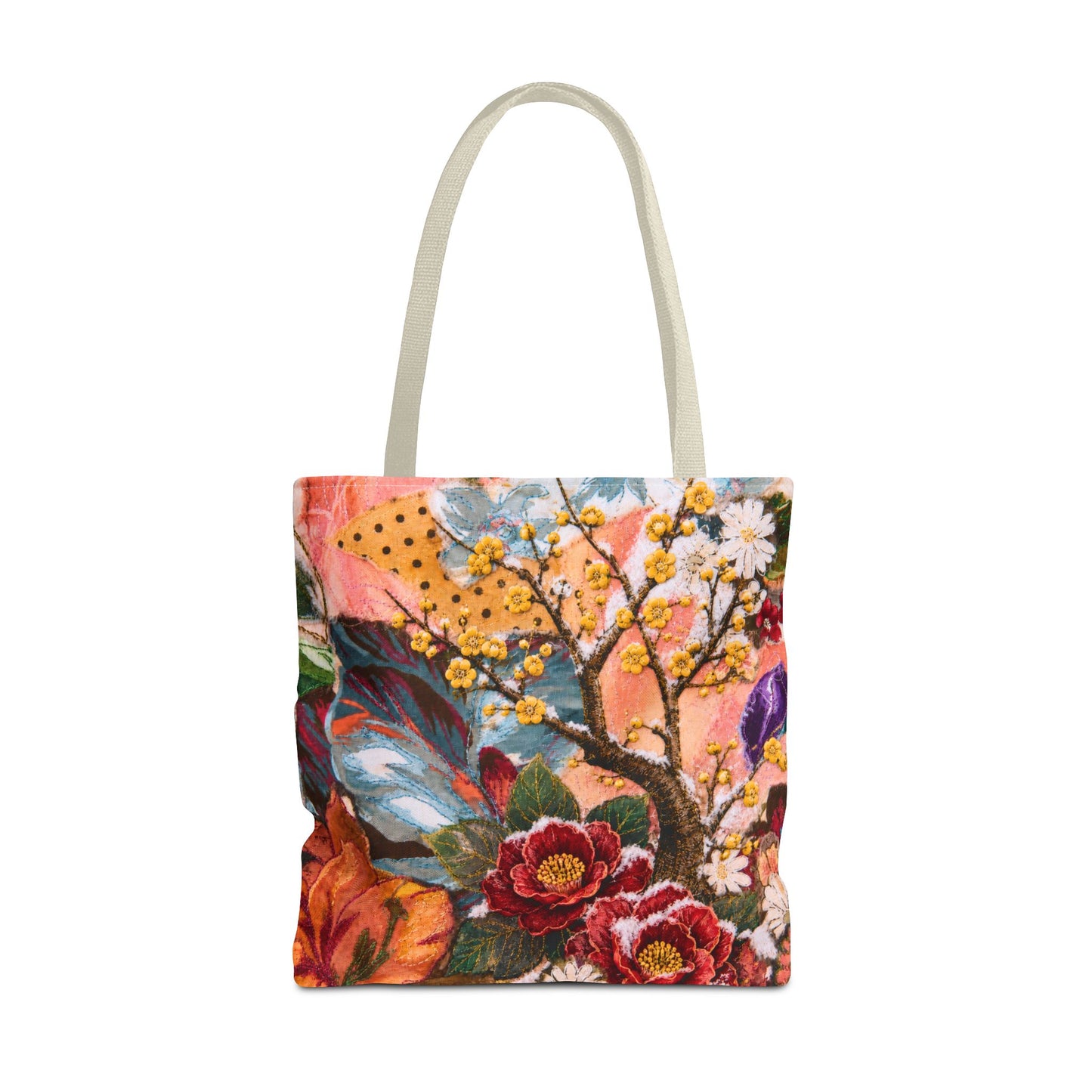 Flower in Winter Collage Tote Bag