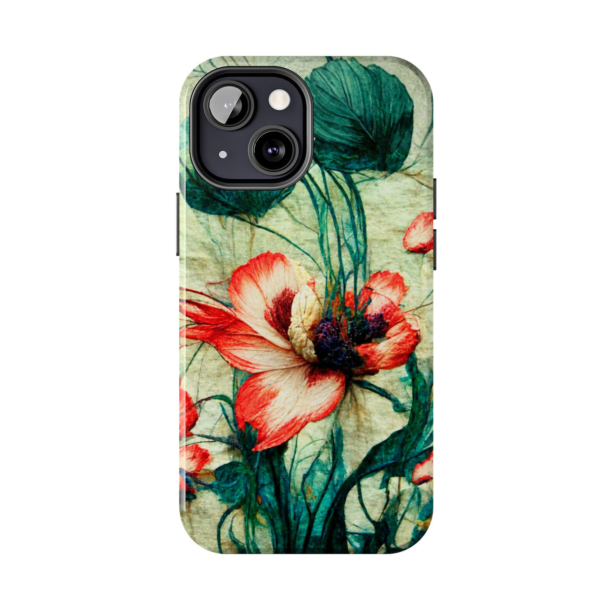 Picotee Oriental Poppy Cream & Orange Tough Phone Cases