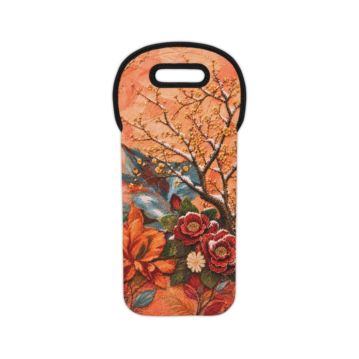 A Flower in Winter Floral Insulated Wine Tote Bag