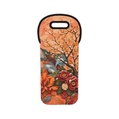 A Flower in Winter Floral Insulated Wine Tote Bag