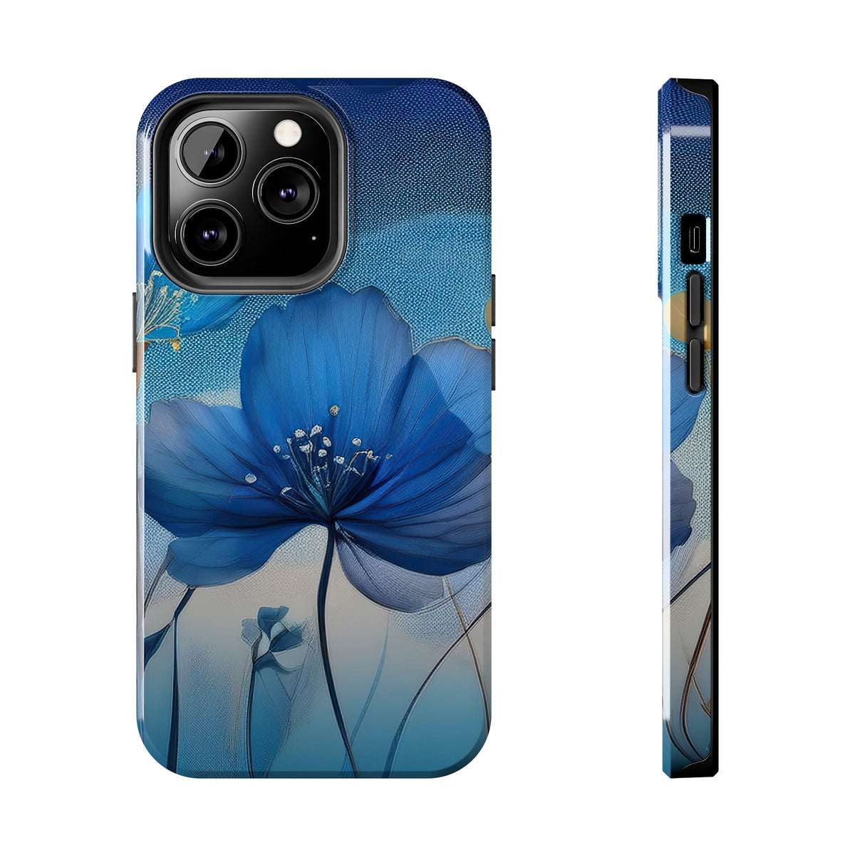 Blue Floral Tough Phone Cases