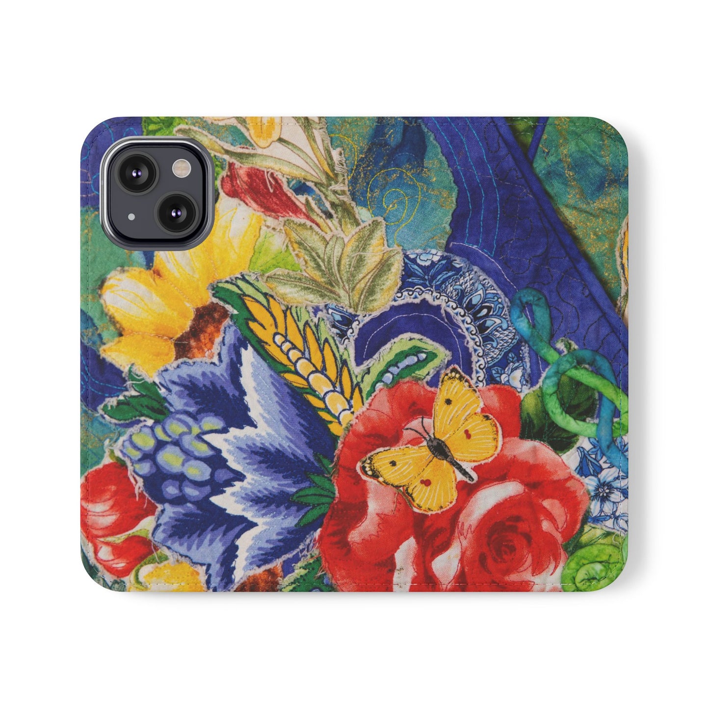 Artistic Floral Flip Wallet Phone Cases — with Card Slots