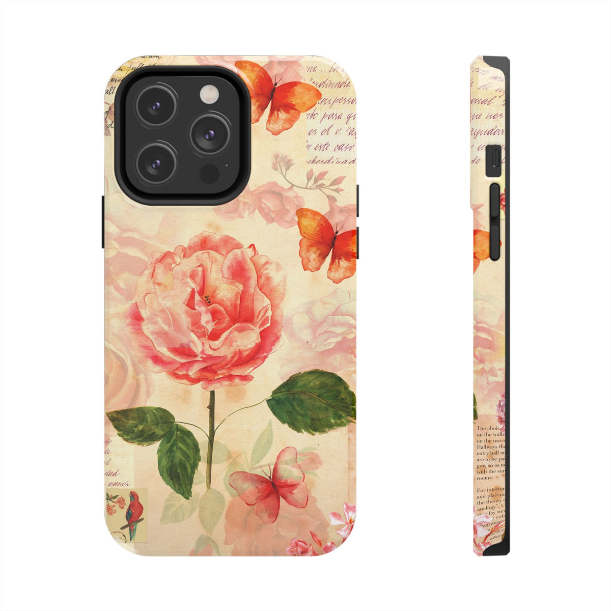 Vintage Rose & Butterflies Tough Phone Case