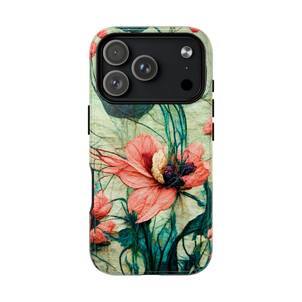 Helen Elizabeth Oriental Poppy Coral Tough Magnetic Phone Cases for iPhone