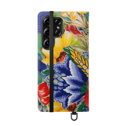 Artistic Floral Flip Wallet Phone Cases — with Card Slots