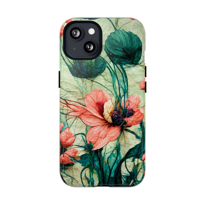 Helen Elizabeth Oriental Poppy Coral Tough Magnetic Phone Cases for iPhone