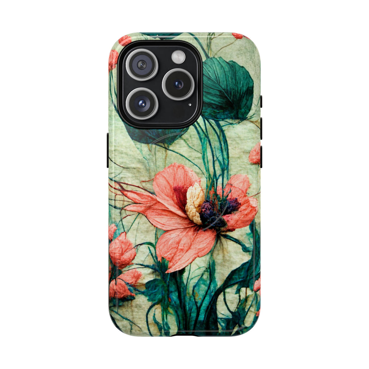 Helen Elizabeth Oriental Poppy Coral Tough Magnetic Phone Cases for iPhone