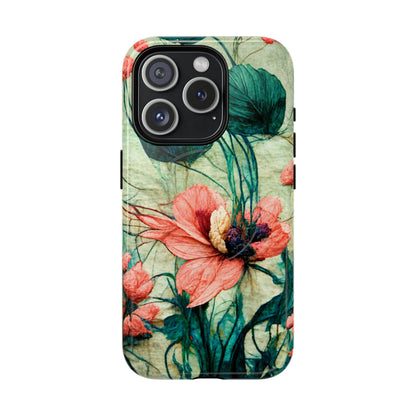 Helen Elizabeth Oriental Poppy Coral Tough Magnetic Phone Cases for iPhone