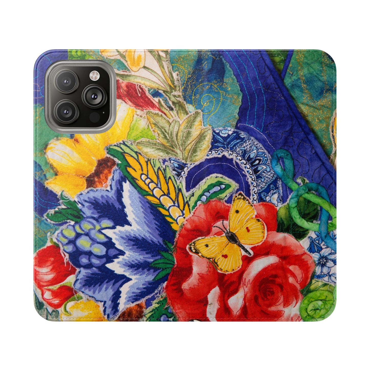 Artistic Floral Flip Wallet Phone Cases — with Card Slots