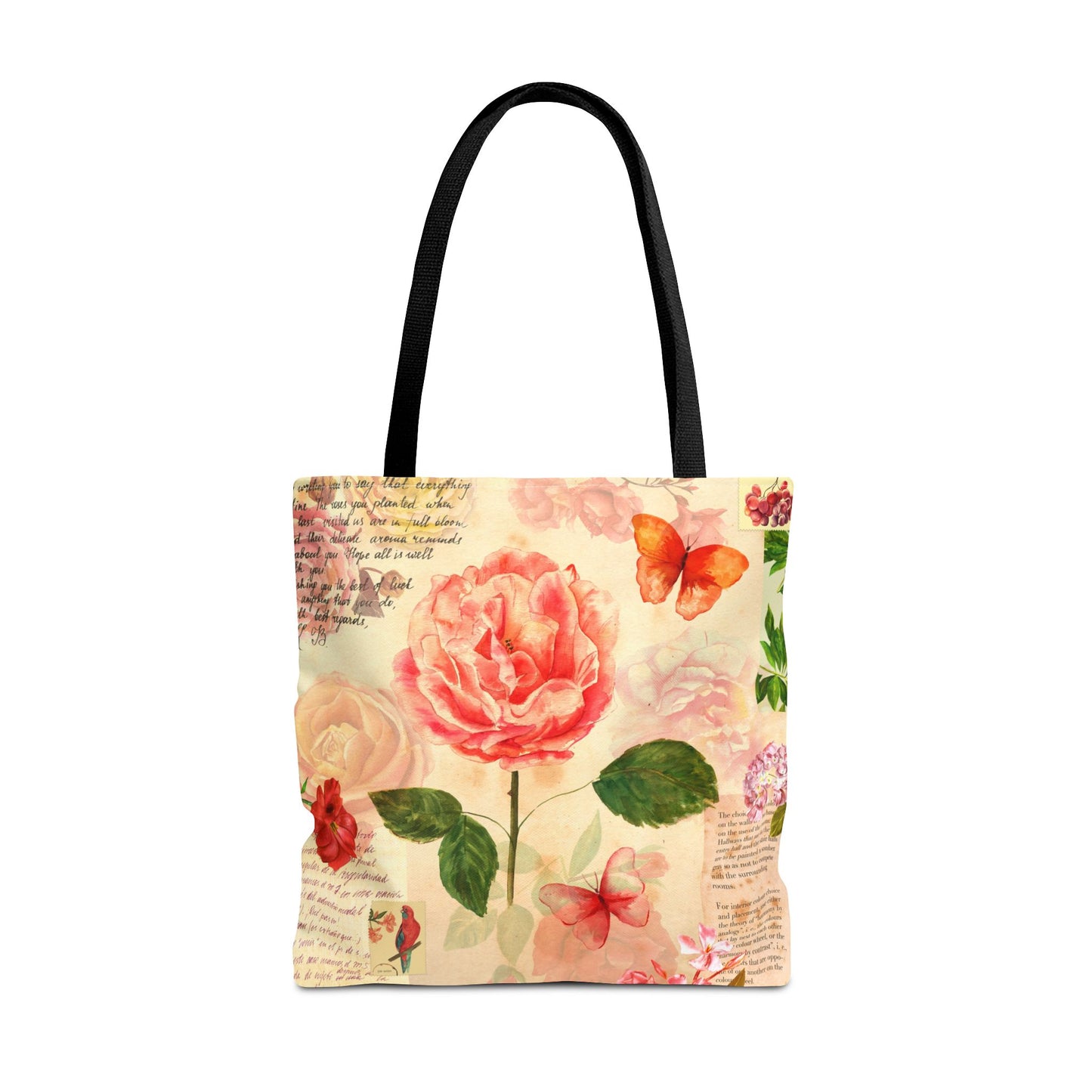 Vintage Rose & Butterflies Collage Tote Bag