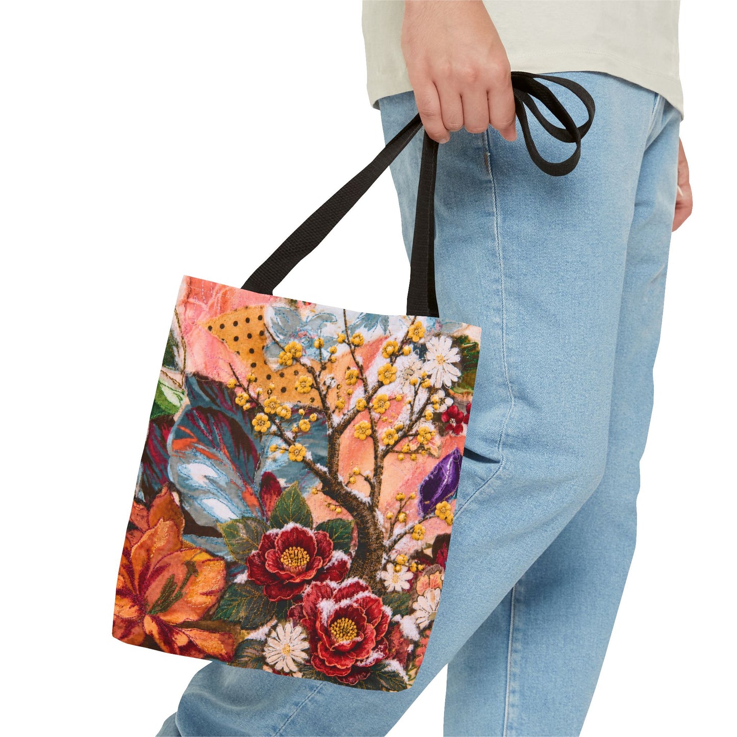 A Flower in Winter Collage Tote Bag