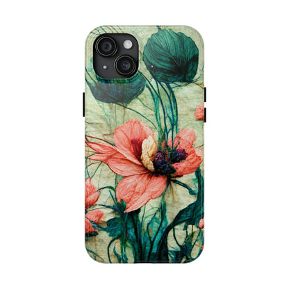 Helen Elizabeth Oriental Poppy Coral Tough Phone Cases