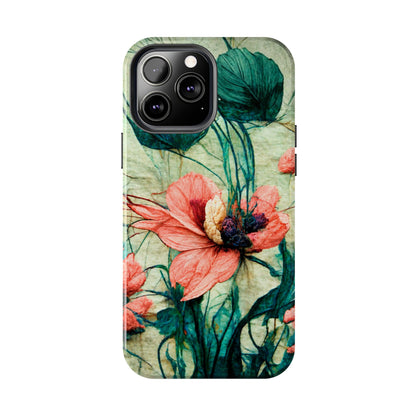 Helen Elizabeth Oriental Poppy Coral Tough Phone Cases