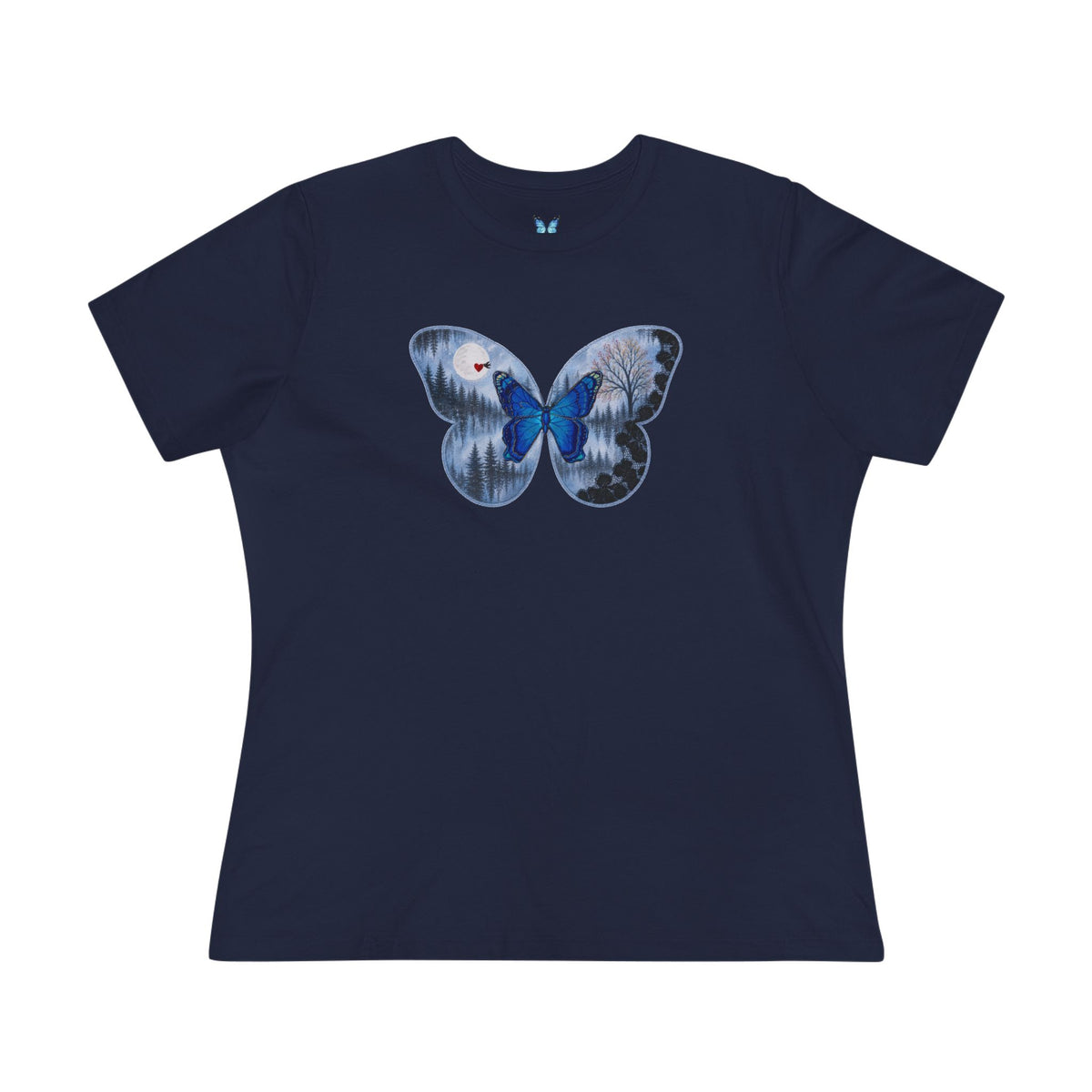 Blue Butterfly Artful Tee - Butterfly Dreamscape