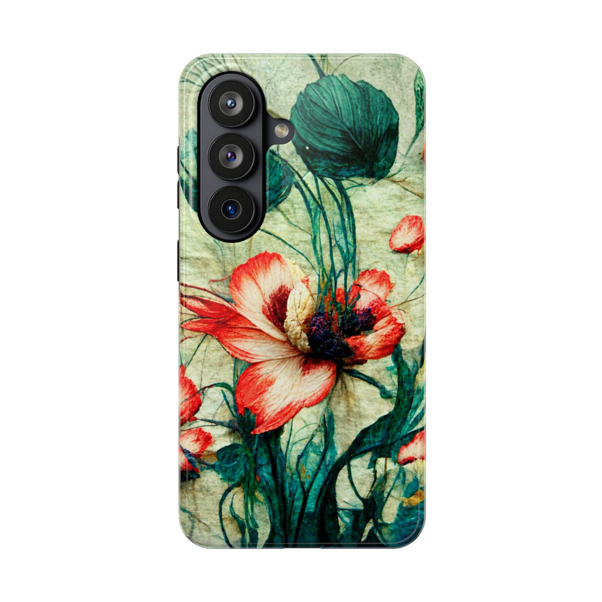 Picotee Oriental Poppy Cream & Orange Tough Phone Cases