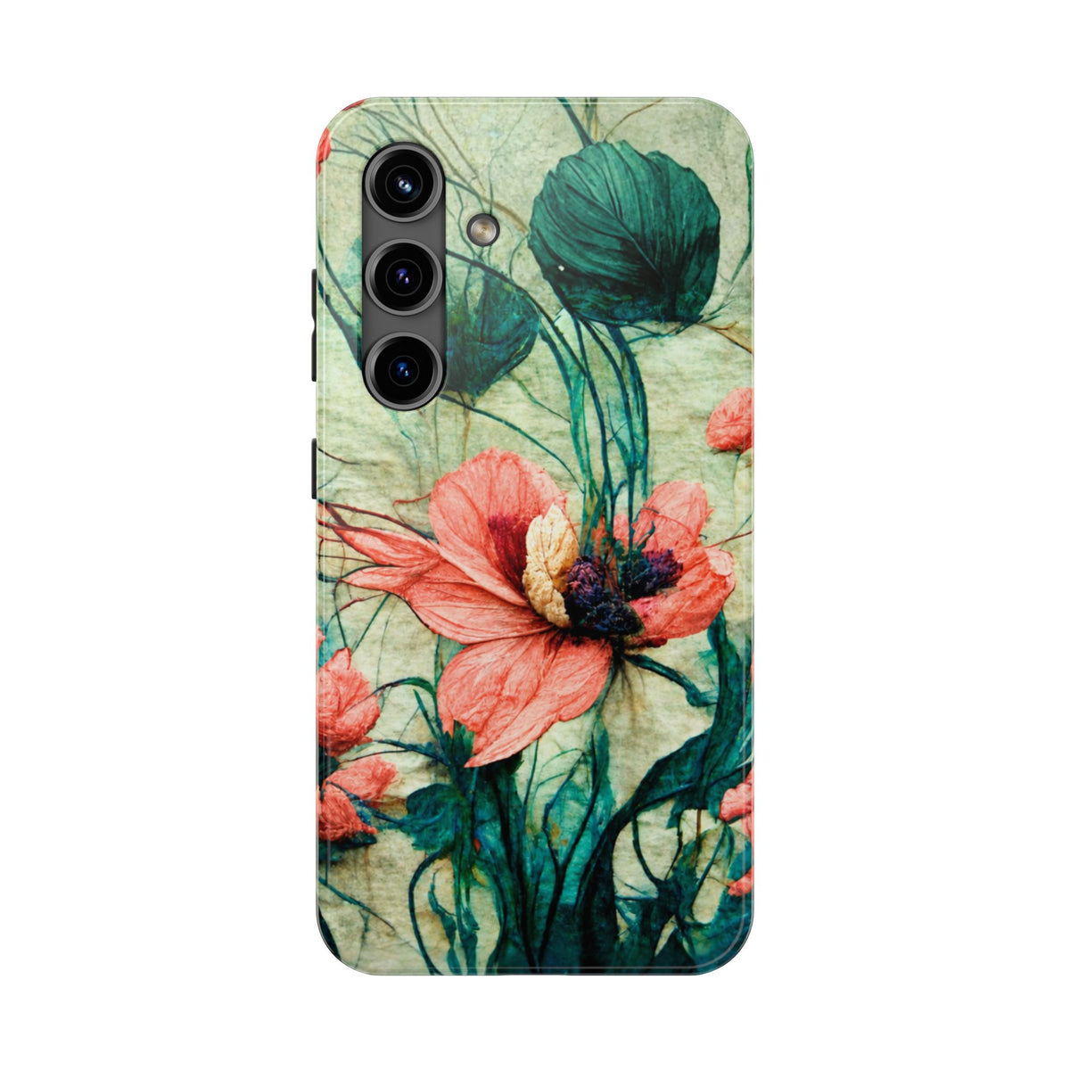 Helen Elizabeth Oriental Poppy Coral Tough Phone Cases
