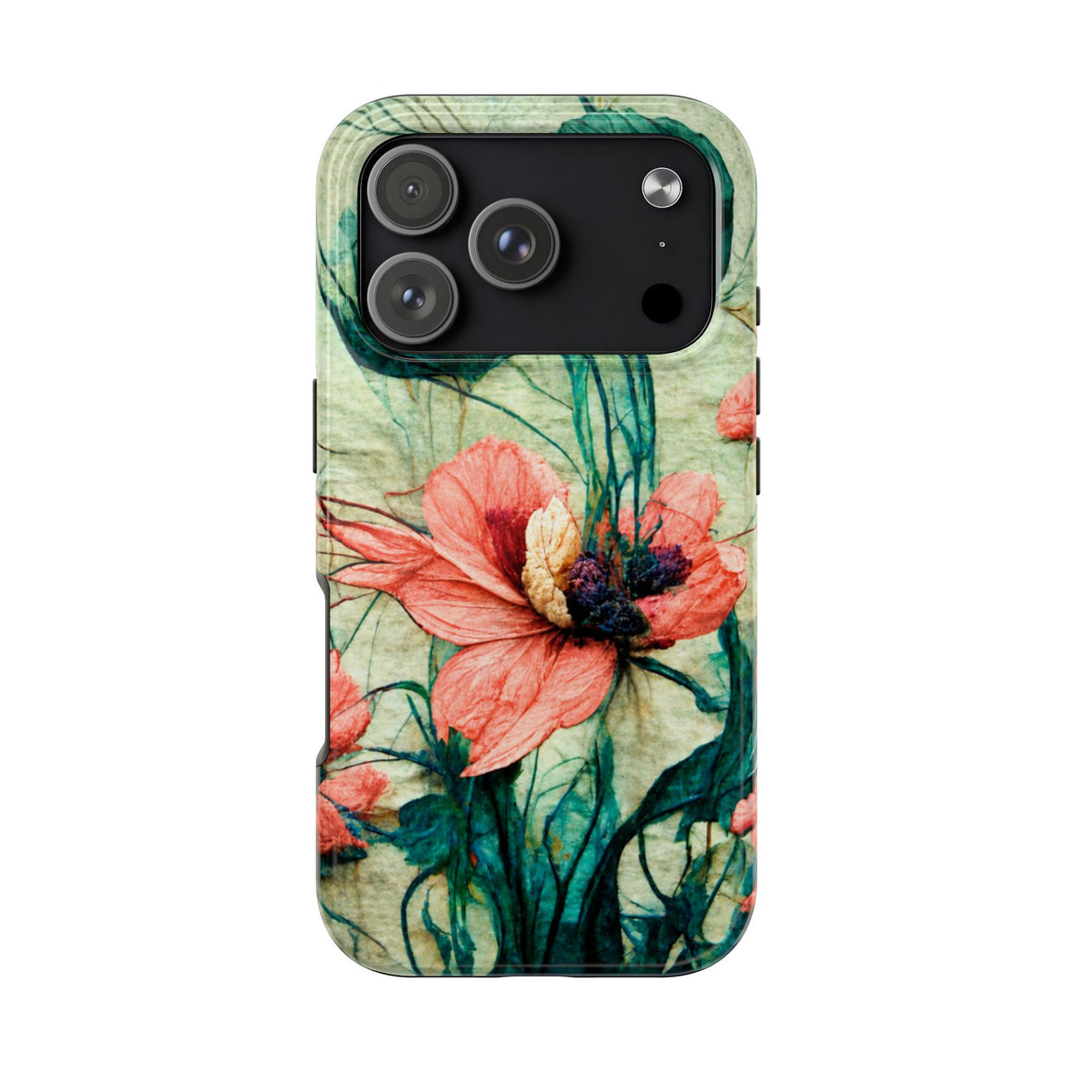 Helen Elizabeth Oriental Poppy Coral Tough Phone Cases